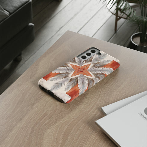 Silver Feather Compass - Impact Resistant Phone Case